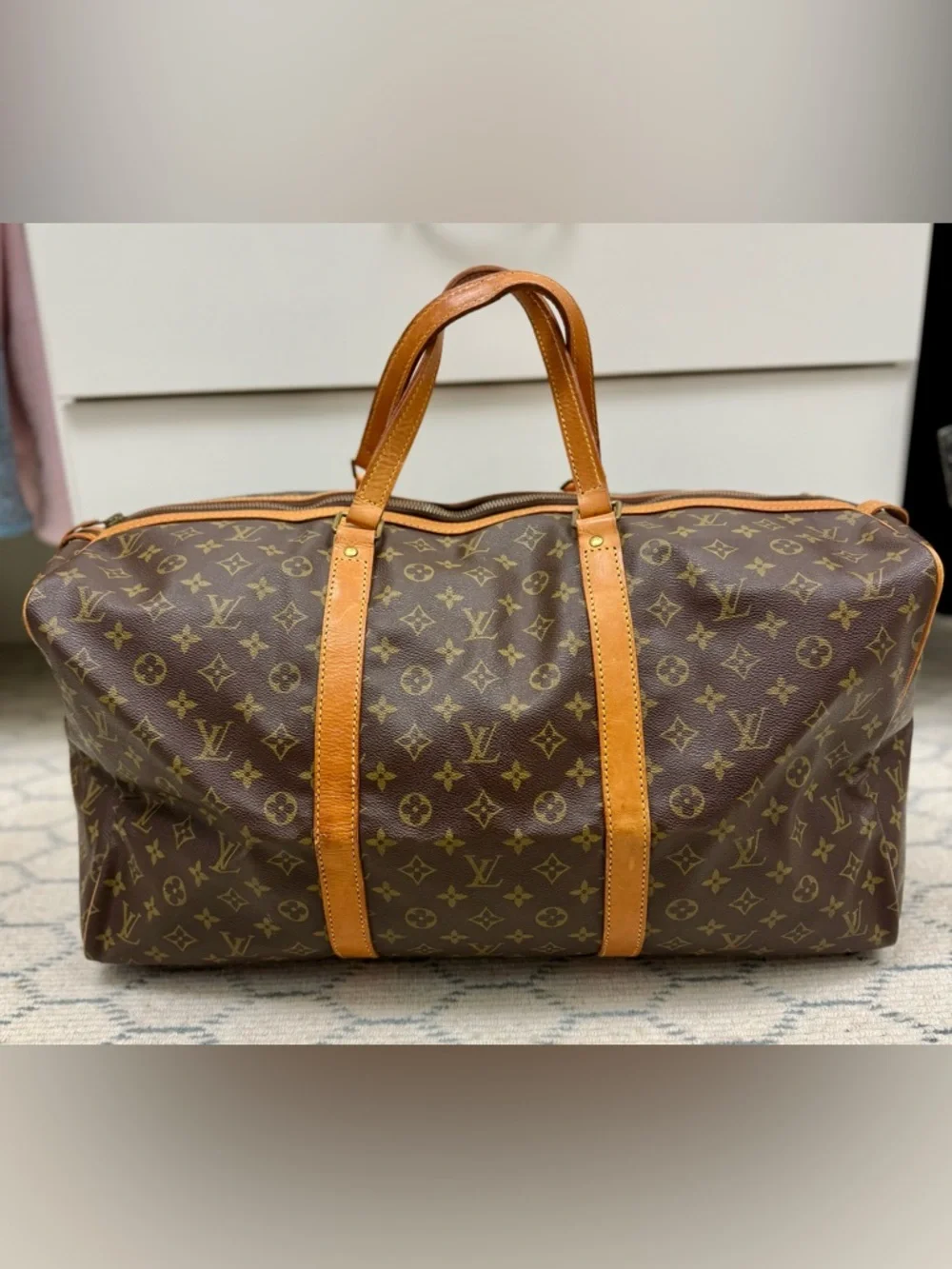LOUIS VUITTON Vintage 80’s Brown Canvas Monogram LV Sac Souple 55 Travel Bag